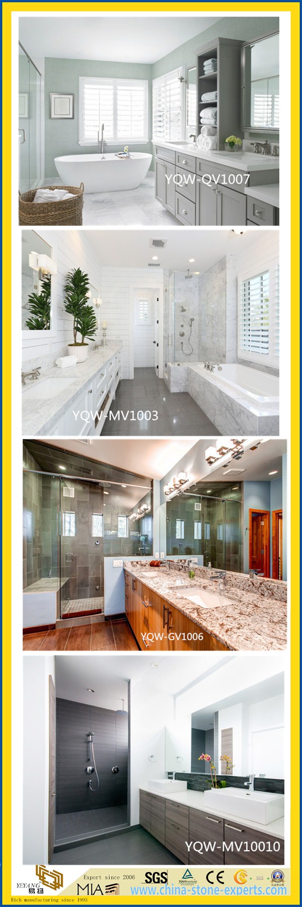 Polished White Artificial Quartz Vanity Top for Home & Hotel Bathroom