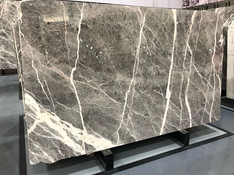 Polished castel gray marble slab 01