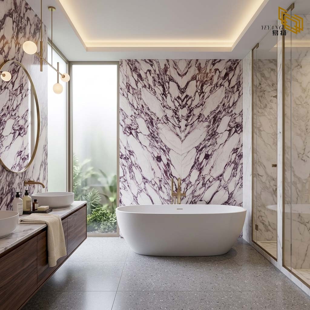 Calacatta Viola Marble On High-End Interior Wall Cladding Calacatta Viola Marble On High-End Interior Wall Cladding
