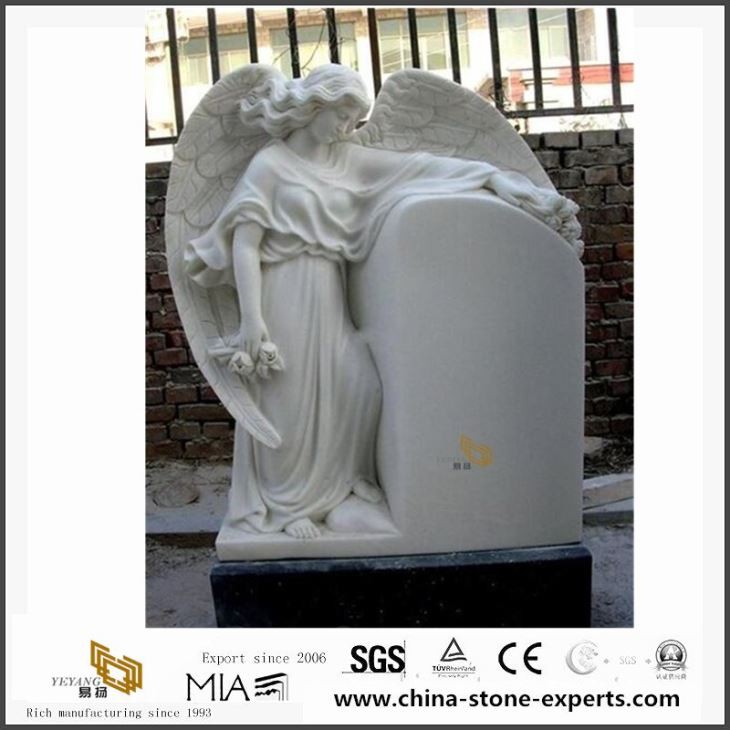 White Marble Angel Grave Tombstone Designs with Wings and Cheap Sales Prices