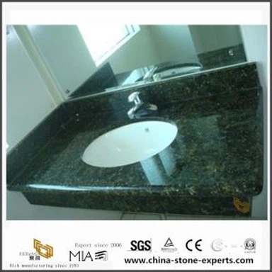 Discount Butterfly Green Granite Bathroom Vanity Tops with Sinks for Cheap Cost