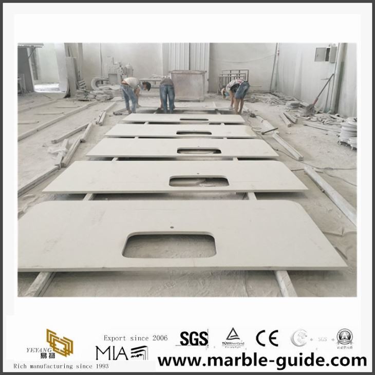 Pure White Quartz Kitchen Worktops With Customized Edges