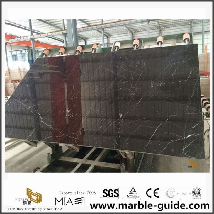 S.T Nero Black Saint Laurent Marble Slabs With Gold And White Veins From China