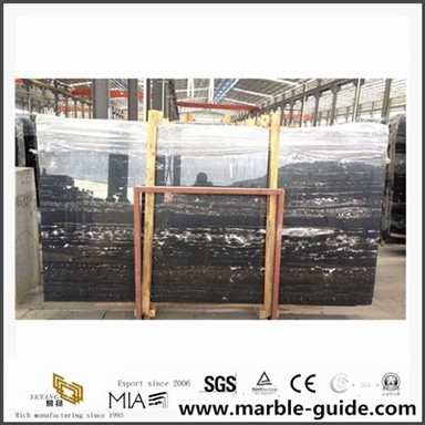 Black Marble with White Lines for Vanity Top/Table, Silver Portoro Marble Slab&Tile