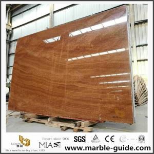 Red Wood Marble Stone Slab for Hotel Bathroom Flooring Tile