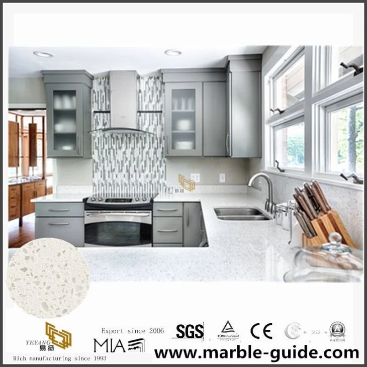 Prefab 72x36 Inch Quartz Countertops With Iced White