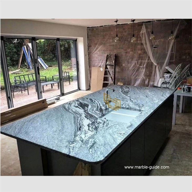 Gray Blue Granite Countertop Kitchen Island