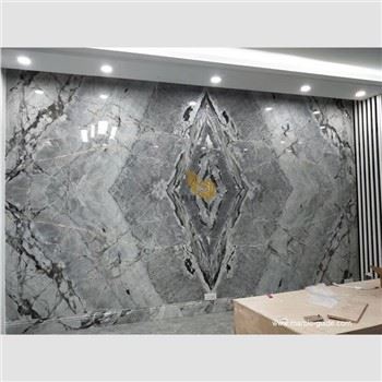 Bookmatched Grey Marble Slabs For Background Wall