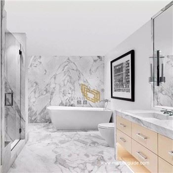 Fine Line Snow White Marble Tile Bathroom