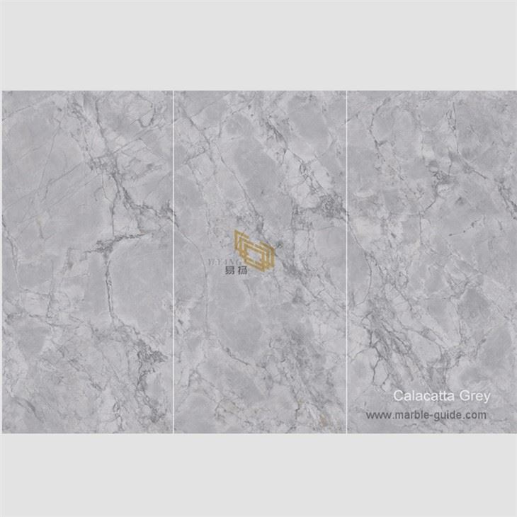 Soft Shiny Polished Calacatta Grey Sintered Stone For Kitchen Countertop